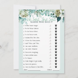 Hij zei dat ze zei dat Vrijgezellenfeest Game Kaart