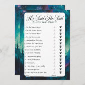 Hij zei dat ze zei dat Vrijgezellenfeest Game Kaart (Voorkant / Achterkant)