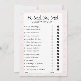 Hij zei dat ze zei dat Vrijgezellenfeest Game Kaart