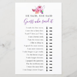 Hij zei dat ze zei dat Vrijgezellenfeest Game Tea 