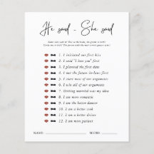 Hij zei dat ze zei | Modern minimaal Vrijgezellenf