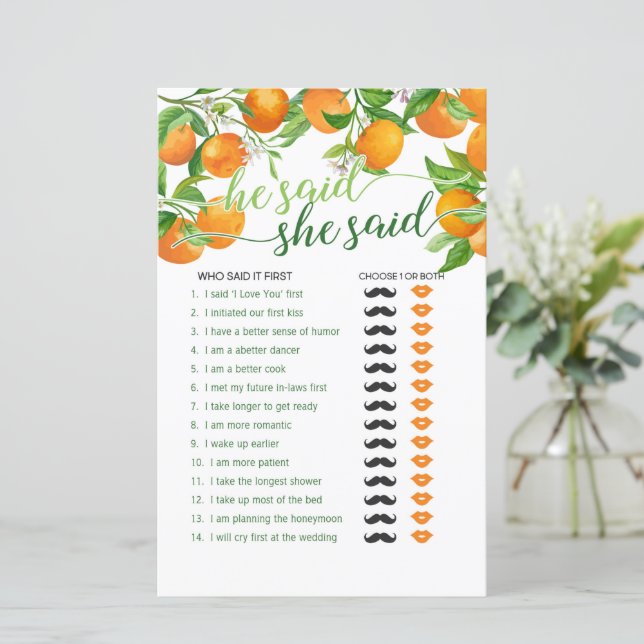 Hij zei dat ze zei - Oranje (Staand voorkant)