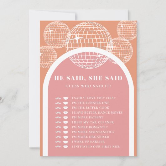 Hij zei dat ze zei Retro Disco Roze Sinaasappel sp Kaart (Voorkant)