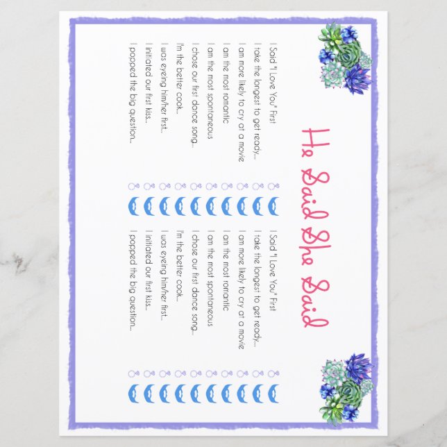 Hij zei dat ze zei: "Succulent Vrijgezellenfeest G (Voorkant)