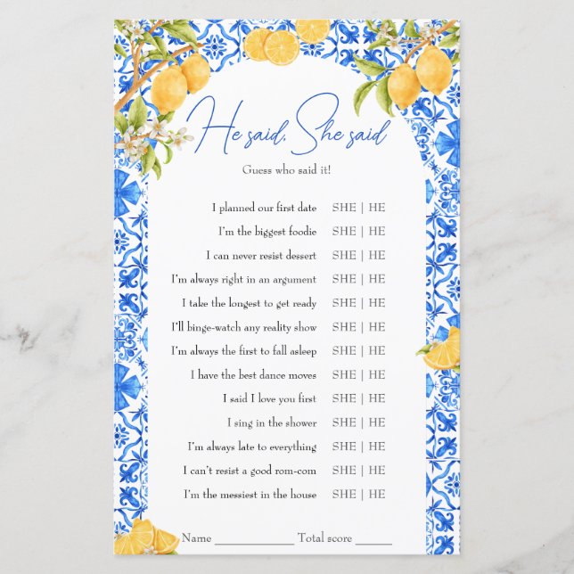 Hij zei dat ze zei Vrijgezellenfeest spel Lemon It (Voorkant)