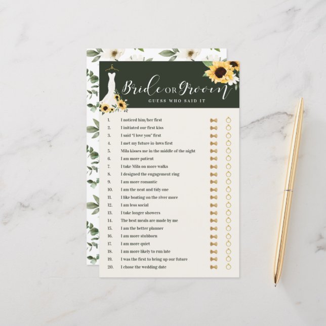 Hij zei dat ze Zonnebloem Game Vrijgezellenfeest z (Voorkant / Achterkant in situ)