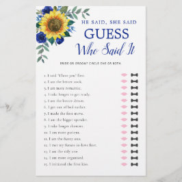 Hij zei dat ze Zonnebloemblauw Vrijgezellenfeest G