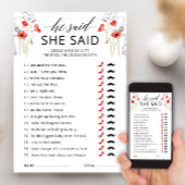 Hij zei dat zij zei bloem bruids douche spelkaart kaart
