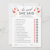 Hij zei dat zij zei bloemige bruiloft spelkaart kaart (Voorkant)