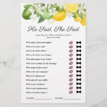 Hij zei dat zij zei citroengroen bruidsfeest spel