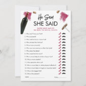 Hij zei dat zij zei spel kaart wijn bruidsfeest (Voorkant)