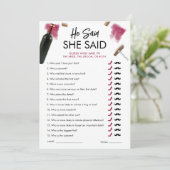 Hij zei dat zij zei spel kaart wijn bruidsfeest (Staand voorkant)