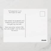 "Hij zei ja!" Briefkaart voor aankondiging verlovi (Achterkant)