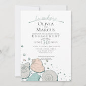 HIJ zei ja Seashell Verloving Koraal Blauwgroen Kaart (Voorkant)