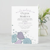 Hij zei ja Seashell Verloving Lila Dusty Blue Kaart (Staand voorkant)