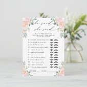 Hij zei, ze zei Champagne Bloemen Party Game Informatiekaartje (Staand voorkant)