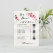 Hij zei, Ze zei Derby Roze Pet Bruids spel In Kaart (Staand voorkant)