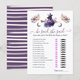 Hij zei, ze zei heks hitch Vrijgezellenfeest spel Kaart