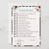 Hij zei, ze zei Vrijgezellenfeest boho spel Kaart (Voorkant)