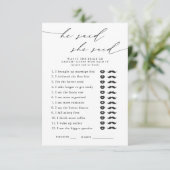 Hij zei, ze zei Vrijgezellenfeest partij spel Informatiekaartje (Staand voorkant)