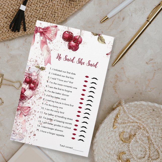 Hij zei, ze zei Vrijgezellenfeest spel Cherry Bow (Creator heeft geüpload)