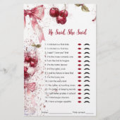 Hij zei, ze zei Vrijgezellenfeest spel Cherry Bow (Voorkant)
