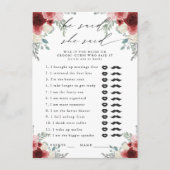 Hij zei, ze zei wijn bloemstuk partij spel informatiekaartje (Voorkant)