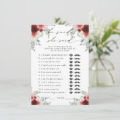 Hij zei, ze zei wijn bloemstuk partij spel informatiekaartje (Staand voorkant)