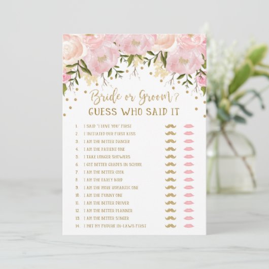 Hij zei, zij zei Bruid Bruidegom Bruiloft Game (Staand voorkant)