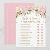 Hij zei Zij zei Bruid Bruidegom Bruiloft Spel (Voorkant / Achterkant)