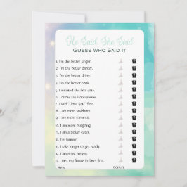 Hij zei, zij zei bruidsshowerspel kaart