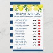 Hij zei / zij zei Lemon Vrijgezellenfeest spel (Voorkant / Achterkant)