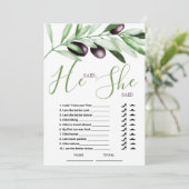 Hij zei, zij zei Olijftakken Bruidsmeisjes Bruilof Kaart (Staand voorkant)
