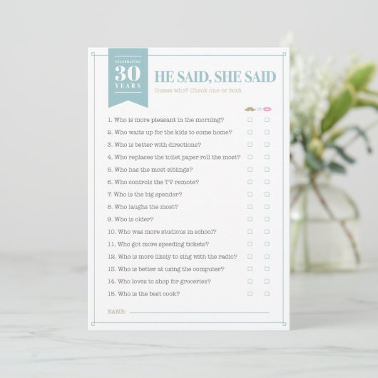 Hij zei, zij zei spel (Aanpasbaar) Kaart (Staand voorkant)