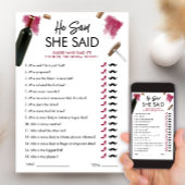 Hij zei, zij zei spel kaart wijn bruidsfeest