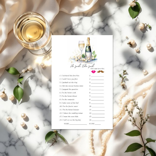 "Hij zei, zij zei" Vrijgezellenfeest spel ("He Said, She Said" Bridal Shower Game)