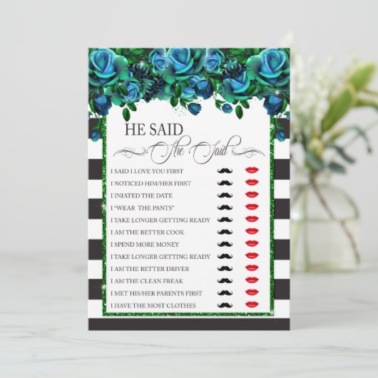 Hij zei / zij zei Vrijgezellenfeest spel Kaart (Staand voorkant)