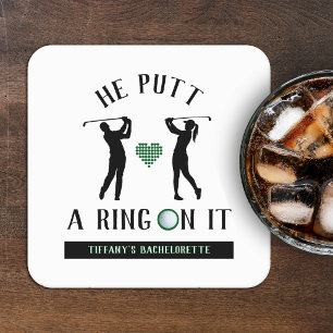 Hij Zette een Ring Om Het Golf Bachelorette Feest Kartonnen Onderzetters