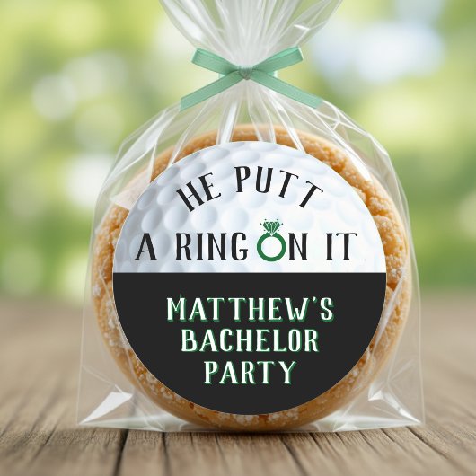 Hij Zette Een Ring Om Het Golf Bachelorfeest Ronde Sticker