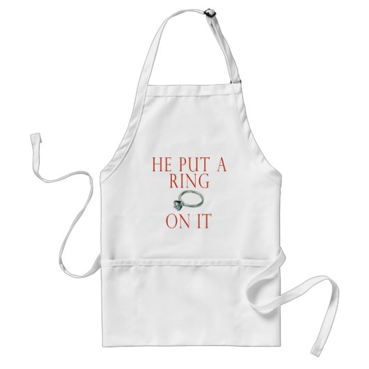 Hij zette een ring op het briefje standaard schort (Voorkant)