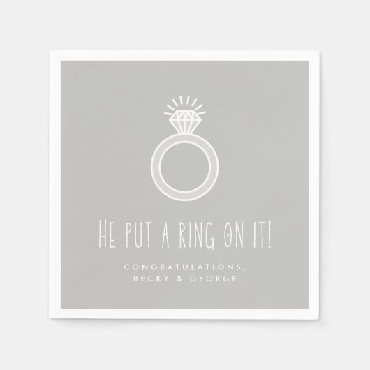 Hij zette een Ring op het Engagement Party Servet (Voorkant)