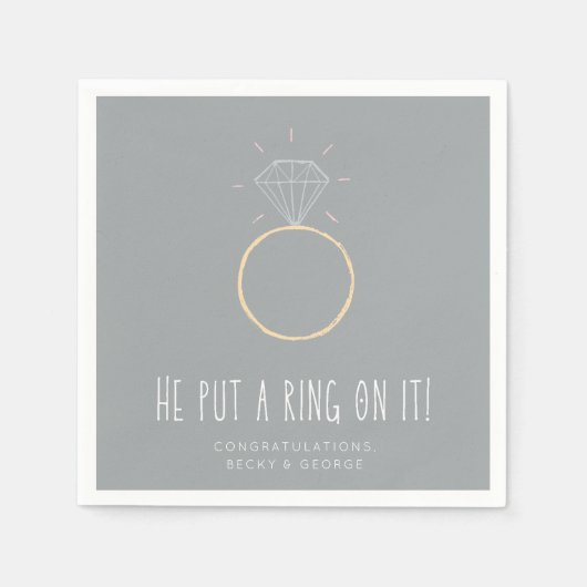 Hij zette een Ring op het Engagement Party Servet (Voorkant)
