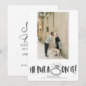 Hij zette een Ring op het Foto sparen de Uitnodigi Kaart (Voorkant / Achterkant)