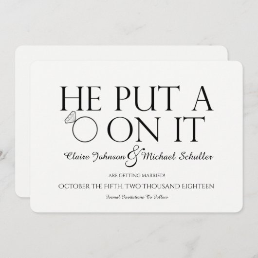 Hij zette een ring op het sparen de DatumKaart Kaart (Voorkant / Achterkant)