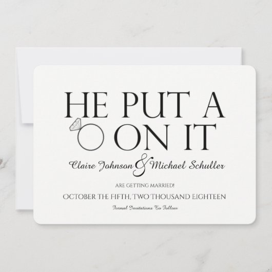 Hij zette een ring op het sparen de DatumKaart Kaart (Voorkant)