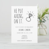 Hij zette een ring op het Verloving uitnodiging (Staand voorkant)