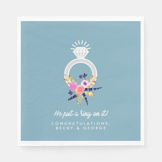 Hij zette een ring op het verlovingsfeest servette servet (Voorkant)