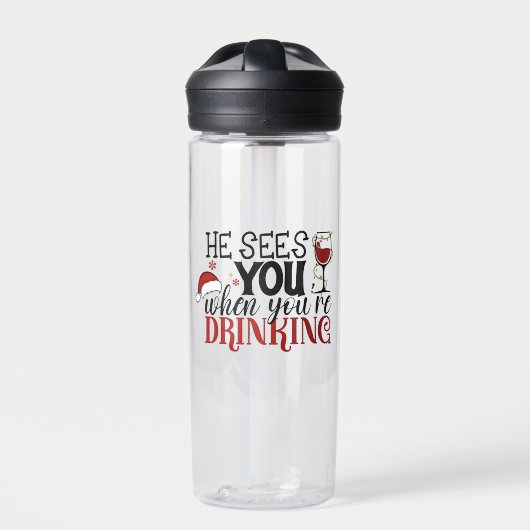 Hij ziet je als je de kerstman Drink Waterfles (Voorkant)