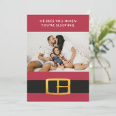 Hij ziet je als je slaapt Foto Feestdagenkaart (Staand voorkant)
