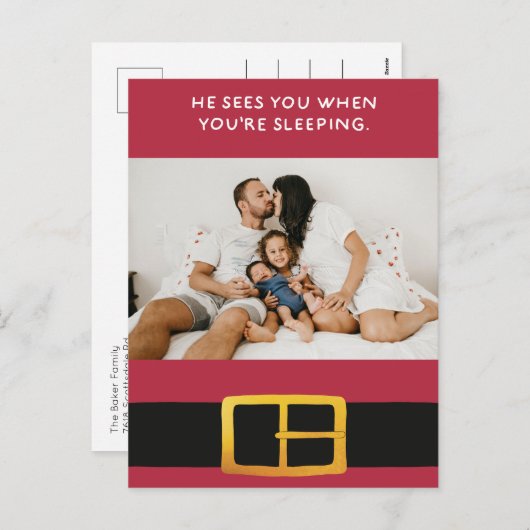 Hij ziet je als je slaapt Foto Feestdagenkaart (Voorkant / Achterkant)